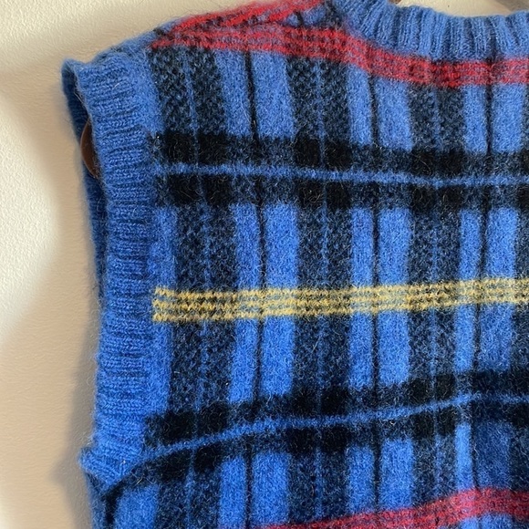 Retro Academia Wool Plaid Sweater Vest Vtg Lord & Taylor Blue Grandpa Eclectic - Picture 11 of 16